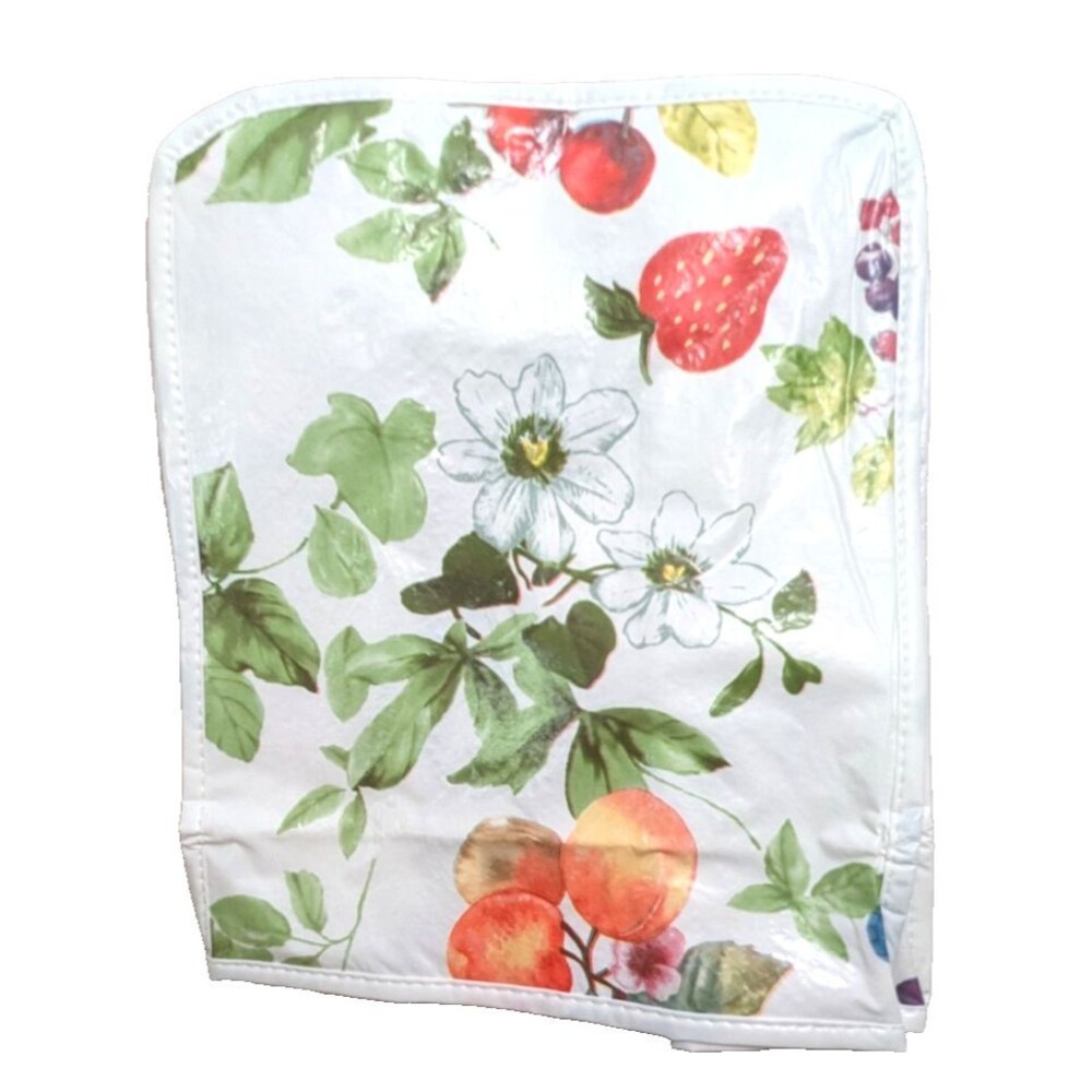 Floral Fruit Can Opener Appliance Cover White Vinyl 7.5 x 9.5 x 5-In Kitchen NEW
